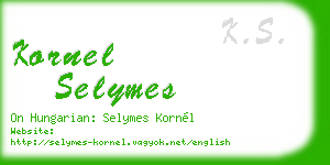 kornel selymes business card