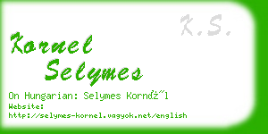 kornel selymes business card